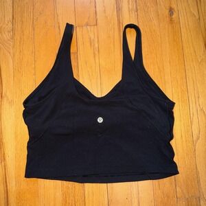 Lululemon Align Sports Bra 10 Black Longline V Neck Yoga Crop Tank Top Athletic